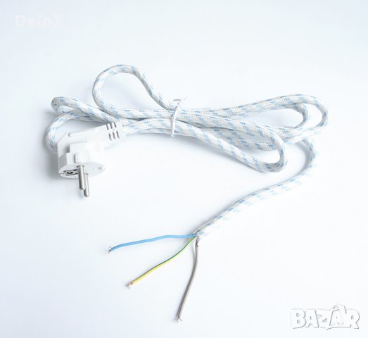 Захранващ високотемпературен кабел за ютия с щепсел "шуко"/3 жила 2,4m 220V 16A, снимка 1 - Други стоки за дома - 23282158