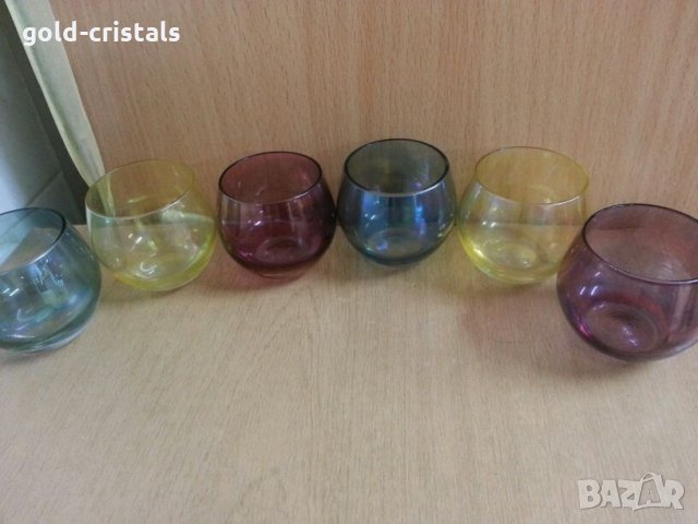 Ретро стъклени чаши цветно стъкло, снимка 5 - Антикварни и старинни предмети - 23868203