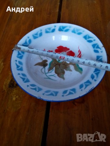 Стара емайлирана паница #2, снимка 3 - Антикварни и старинни предмети - 23848986