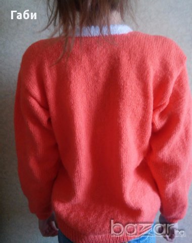 Ръчно плетена оранжева блузка, снимка 3 - Блузи с дълъг ръкав и пуловери - 15347523