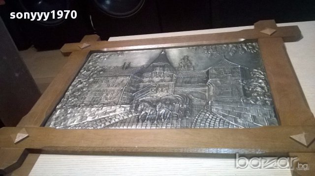 Голяма картина/пластика с дървена рамка 84/64см-внос швеицария, снимка 3 - Антикварни и старинни предмети - 14880408