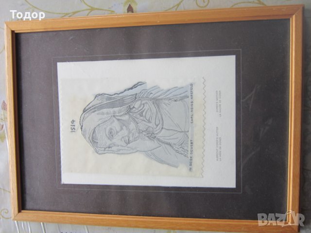 Стара авторска картина върху тъкана коприна , снимка 4 - Картини - 25407351