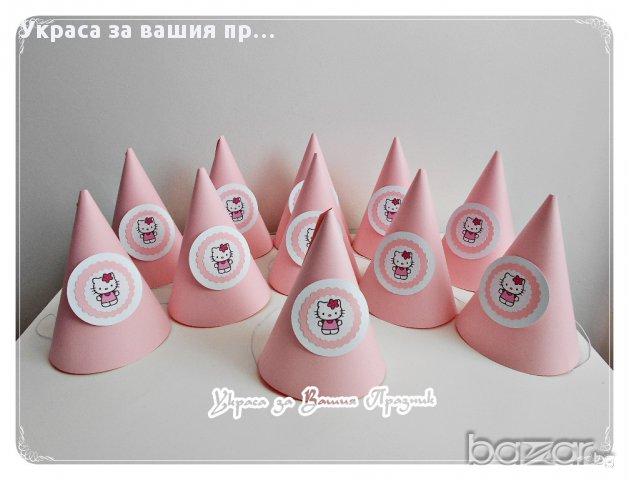 парти шапки с Хелоу Кити за детски рожден ден, снимка 2 - Други - 16880237