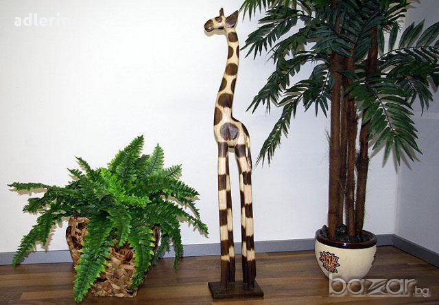  Дървени жирафи, дървен жираф, дървена фигура на жираф-100 см,африканска статуя , снимка 2 - Статуетки - 11959409