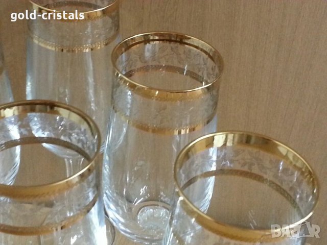 кристални чаши с златен кант , снимка 10 - Антикварни и старинни предмети - 22180312