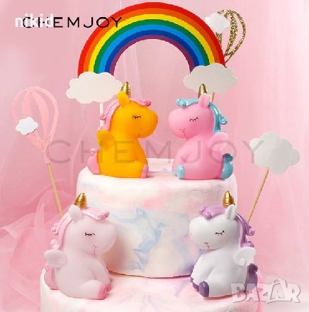 Unicorn еднорог фигурка пластмасова играчка и украса за торта топер декор 