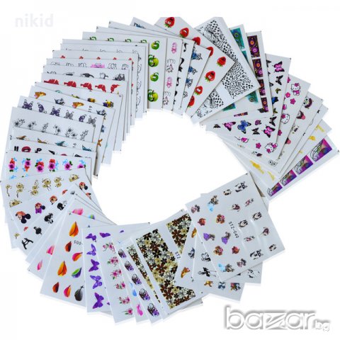 STZ 001-040 40 бр микс животни и цветя слайдер ваденки водни стикери за нокти маникюр, снимка 2 - Продукти за маникюр - 20610097