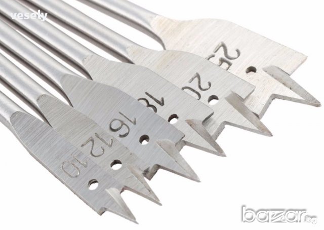Комплект 6 свредла  за дърво плоски, снимка 4 - Резервни части за машини - 17386173