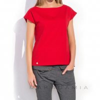 Дамска червена блуза с къс ръкав марка Makadamia , снимка 1 - Тениски - 22695497