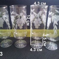 Три вида по четири чаши за концентрат стъклени от едно време, снимка 4 - Чаши - 24084318