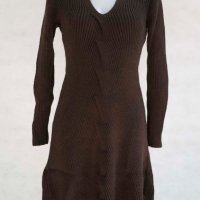 Зимна плетена тъмнокафява рокля марка Fobya - S/M/L, снимка 2 - Рокли - 23241236
