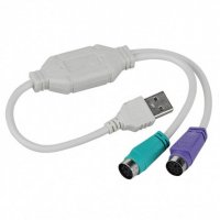 Кабел преходен USB-A(м)/2xPS/2(ж) 0,2m, снимка 1 - Кабели и адаптери - 23192757