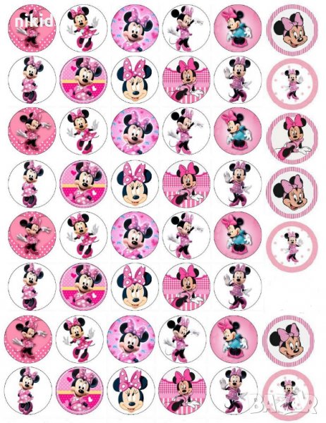 Мини Маус лист 3 см лепенки стикери за украса и декорация торта самозалепващи, снимка 1
