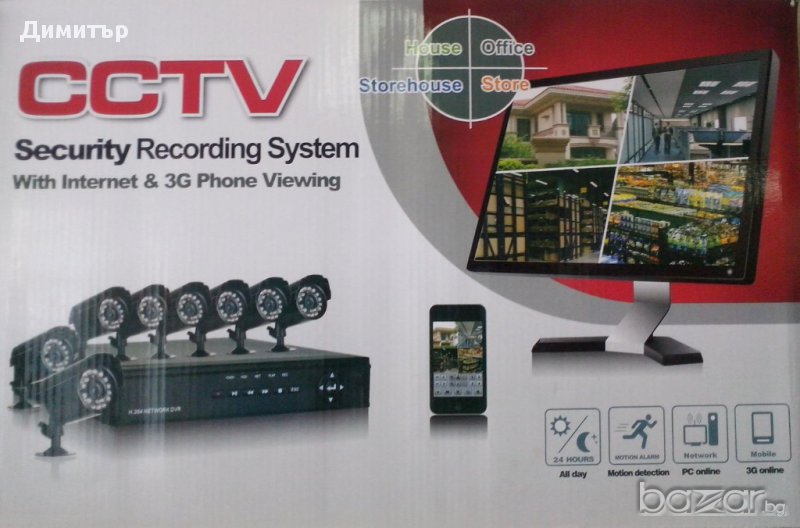 Комплект 8 камери и 8 CH DVR - За видео наблюдение , снимка 1