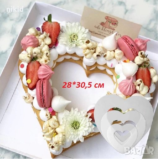 Голямо сърце стенсил шаблон за блат торта , снимка 1