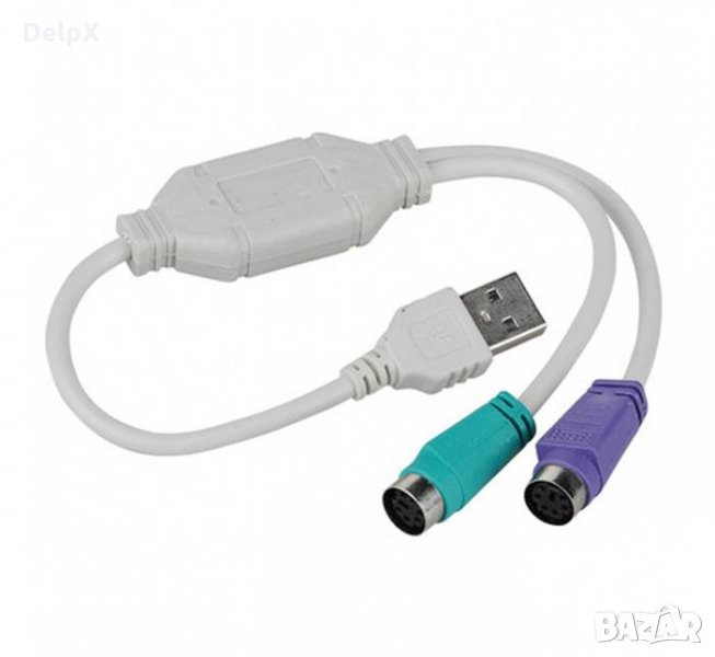 Кабел преходен USB-A(м)/2xPS/2(ж) 0,2m, снимка 1