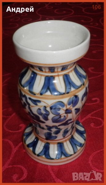 Красиво изрисувана керамична ваза –полирана(гледжосана), снимка 1