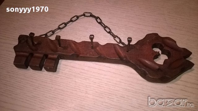 Поставка за ключове-дърво/метал-28х8см-внос швеицария, снимка 2 - Антикварни и старинни предмети - 16788869