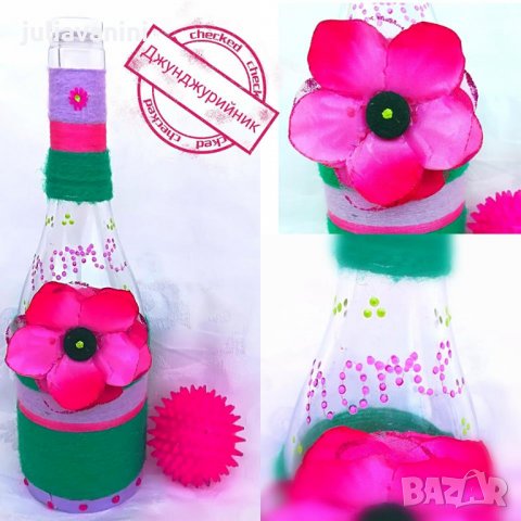 Ръчно декорирани бутилки за домашен алкохол, снимка 14 - Декорация за дома - 23318460