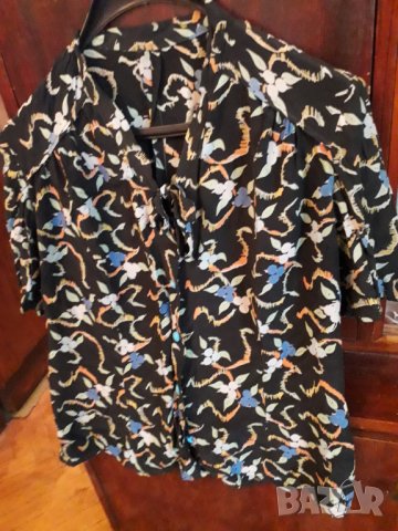 Дамска риза коприна с къс ръкав с панделка, снимка 3 - Ризи - 25749513