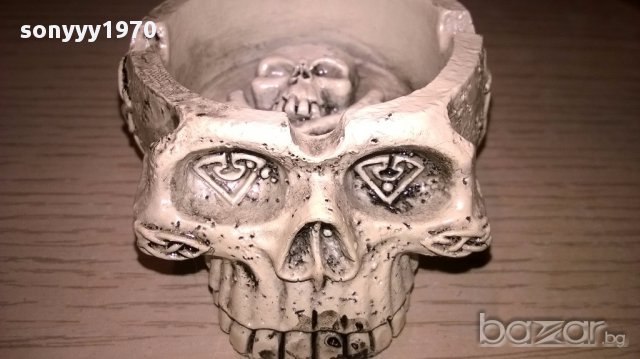 поръчан-АНТИКА-Череп-пепелник 7/3см-внос швеицария, снимка 3 - Антикварни и старинни предмети - 16343381