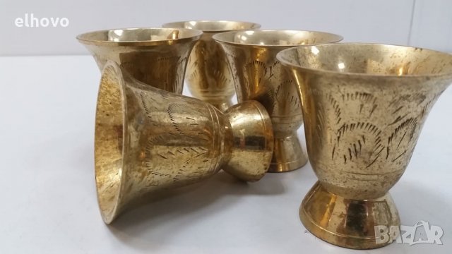 Месингови чашки 5броя, снимка 3 - Антикварни и старинни предмети - 25879339