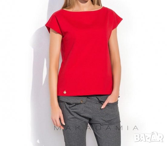 Дамска червена блуза с къс ръкав марка Makadamia в Тениски в гр. Добрич -  ID22695497 — Bazar.bg