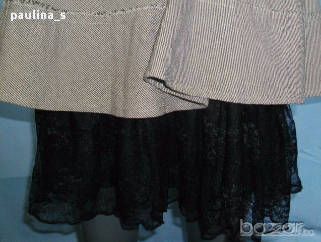 Дизйнерска дънкова пола с дантела  и изнищени краища / малък размер , снимка 4 - Поли - 14327064