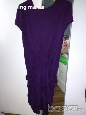 жестока лилава рокля с големи джобове м/л, снимка 5 - Рокли - 19528564