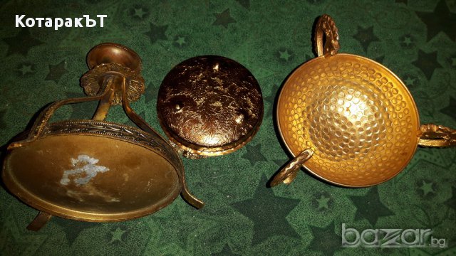 Месингов/бронзов старинен Уникален комплект - 3 части, снимка 5 - Антикварни и старинни предмети - 16333278