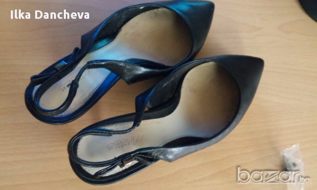 Дамски черни обувки от естествена кожа, снимка 1 - Дамски обувки на ток - 17914922
