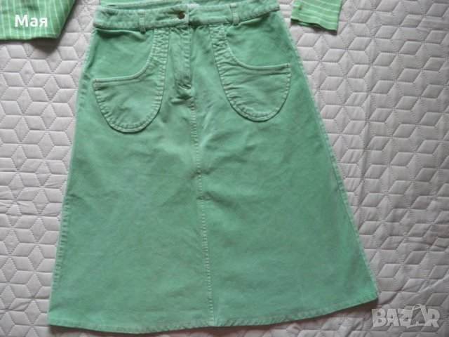 Дамски сет в цвят резида пола и блуза, снимка 2 - Поли - 26072427