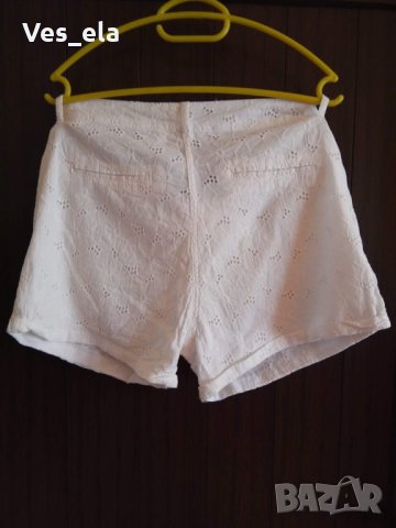 бели къси памучни панталонки с дантела , снимка 2 - Къси панталони и бермуди - 25791831