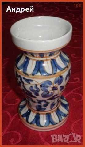 Красиво изрисувана керамична ваза –полирана(гледжосана)