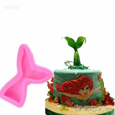 опашка малката русалка Ариел силиконова форма за украса торта фондан тесто декорация молд, снимка 2 - Форми - 17193053