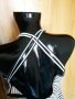 Къса разкроена еластична черно-бяла рокля на райе ХС, снимка 4