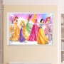 3D ефект 6 Приказни героини Принцеси през прозорец Постер стикер лепенка за стена детска стая