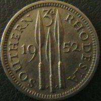 3 пенса 1952, Южна Родезия , снимка 1 - Нумизматика и бонистика - 21160954