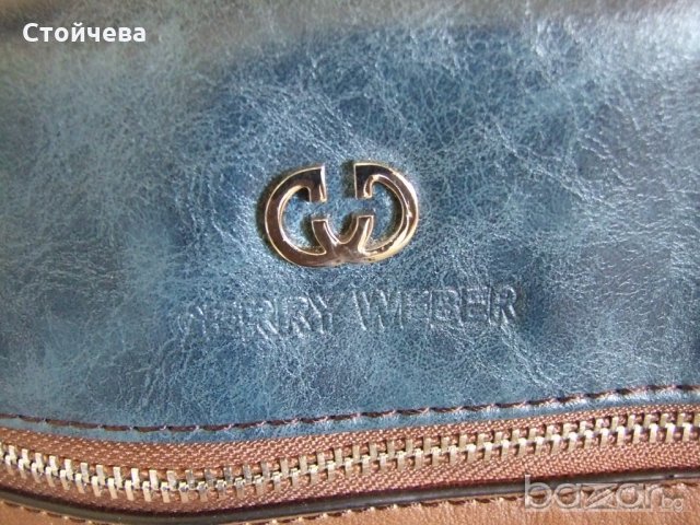 Gerry Weber чисто нова чанта от кожа в синьо, снимка 4 - Чанти - 20794447
