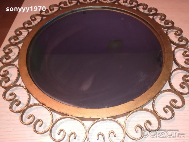 АНТИК-огледало 57см-ковано желязо-цвят злато-внос швеицария, снимка 7 - Антикварни и старинни предмети - 20291579