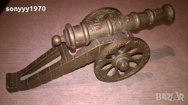 оръдие-масивно-мед/месинг-23х9х9см-внос швеицария, снимка 7 - Колекции - 23743893