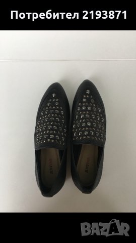 Кожени равни черни обувки с капси JustFab номер 36, снимка 8 - Дамски ежедневни обувки - 24569095