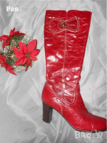 Елегантни кожени ботуши Fiorelli червени със златни елементи , снимка 11 - Дамски ботуши - 23847632