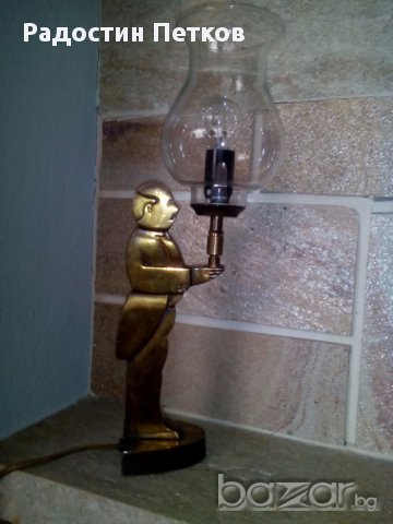 Настолна нощна лампа бронз статуетка, снимка 2 - Настолни лампи - 13232104