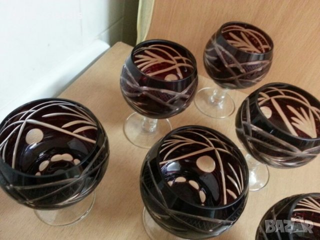 Кристални чаши цветен червен кристал, снимка 10 - Антикварни и старинни предмети - 25726614