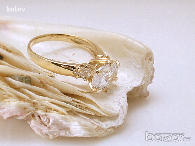 Златен пръстен КРАСИВ с цирконии 3.12 грама/размер №51, снимка 2 - Пръстени - 11250928