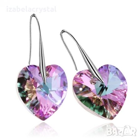 Комплект,Обеци,Колиета Сваровски "сърце" SWAROVSKI® Всички цветове, снимка 9 - Бижутерийни комплекти - 24360397