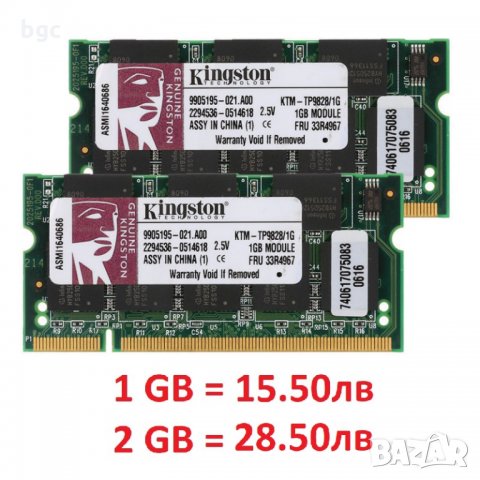 ЧИСТО НОВА Kingston Памет DDR SDRAM KVR333S0/1GR PC-2700S 333Mhz 200Pin DDR333 SODIMM PC-2700 , снимка 3 - Части за лаптопи - 24503580