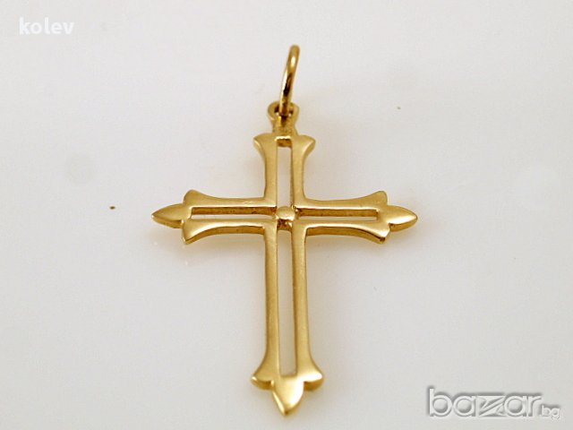 Продаден! златен кръст -троица- 1.00 грама / 14 карата, снимка 2 - Колиета, медальони, синджири - 13309161