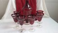 Кристални чаши цветен червен кристал и гарафа , снимка 3